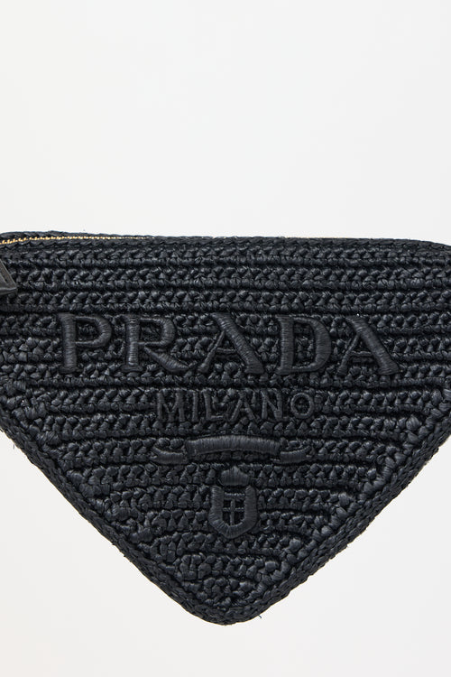 Prada Raffia Crochet Triangle Shoulder Bag