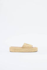 Prada Raffia Platform Slide