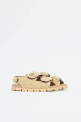 Prada Raffia Woven Logo Sandal