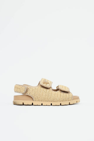 Prada Raffia Woven Logo Sandal