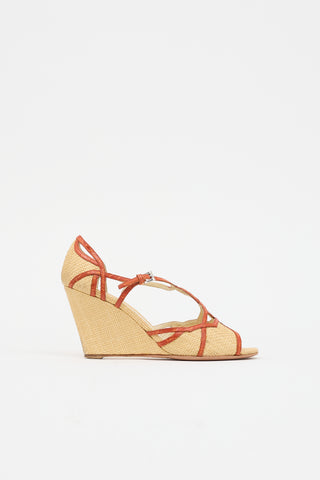 Prada Raffia Wedge Sandal