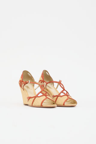 Prada Raffia Wedge Sandal