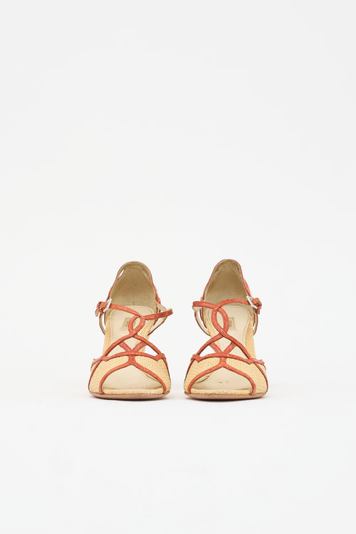 Prada Raffia Wedge Sandal