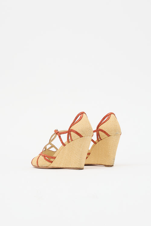 Prada Raffia Wedge Sandal