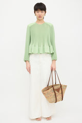 Prada Raffia Basket Tote Bag