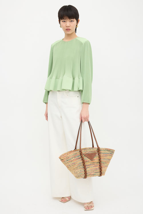 Prada Raffia Basket Tote Bag