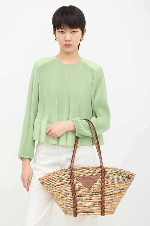 Prada Raffia Basket Tote Bag