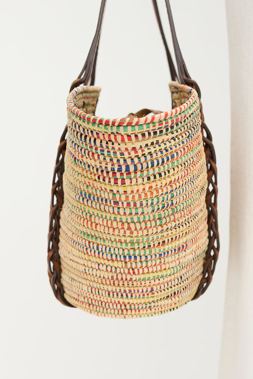 Prada Raffia Basket Tote Bag