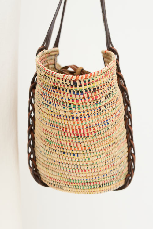 Prada Raffia Basket Tote Bag