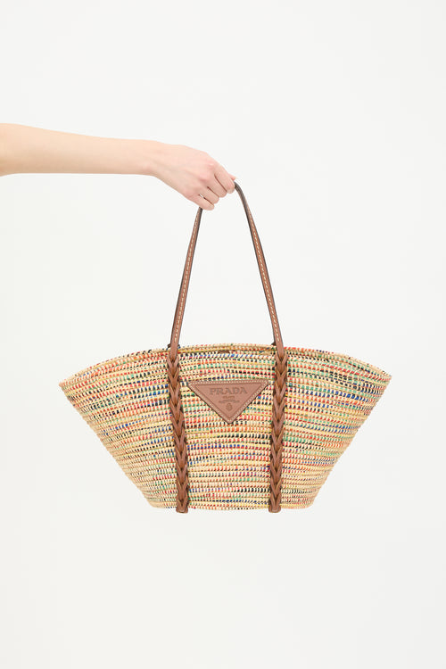 Prada Raffia Basket Tote Bag