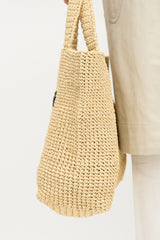 Prada Raffia Crochet Logo Tote Bag