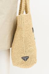 Prada Raffia Crochet Logo Tote Bag