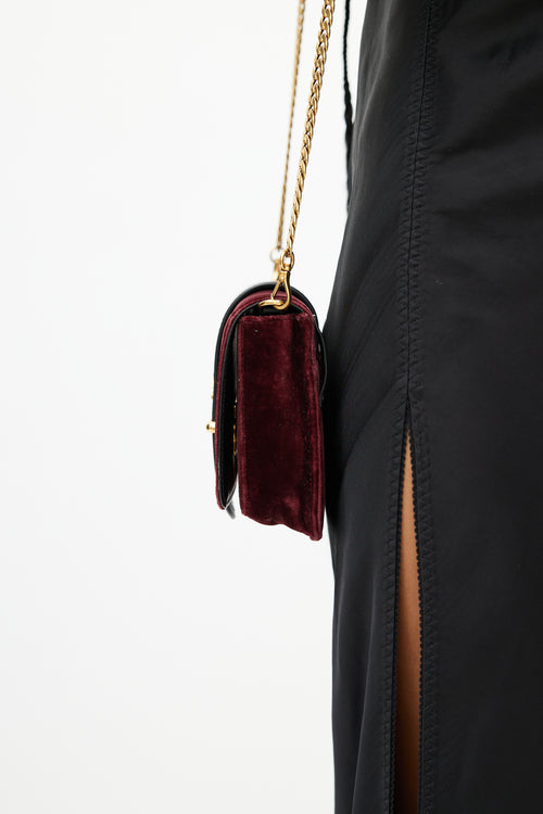 Prada Red & Black Cahier Velvet Bag