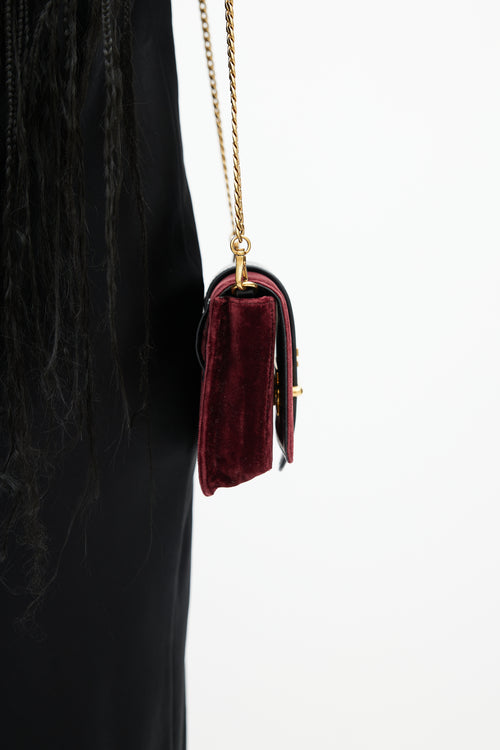 Prada Red & Black Cahier Velvet Bag
