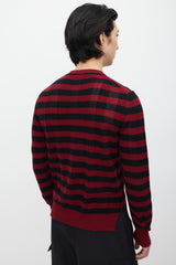 Prada Red & Black Cashmere Striped Knit Sweater