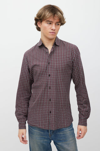Prada Red & Black Check Shirt