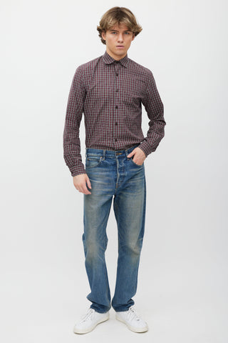 Prada Red & Black Check Shirt