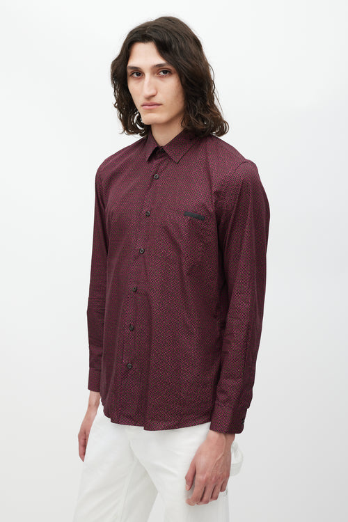 Prada Red & Black Floral Shirt