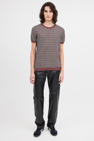 Prada Red & Black Knit Pattern Top