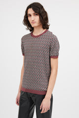 Prada Red & Black Knit Pattern Top