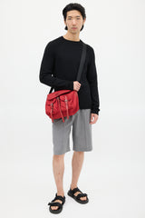 Prada Red & Black Nylon Messenger Bag