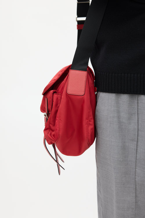 Prada Red & Black Nylon Messenger Bag