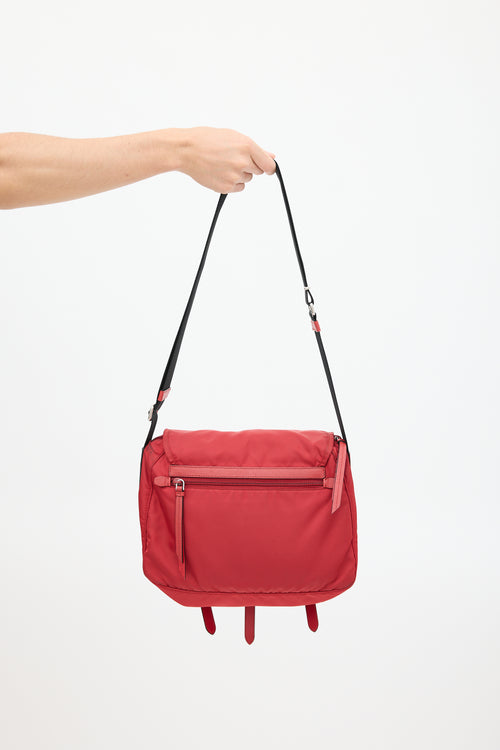 Prada Red & Black Nylon Messenger Bag