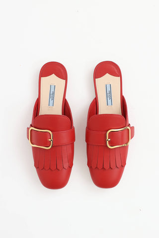 Prada Fringe Buckle Mule