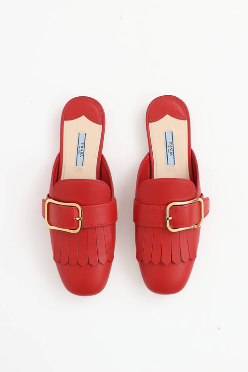 Prada Fringe Buckle Mule