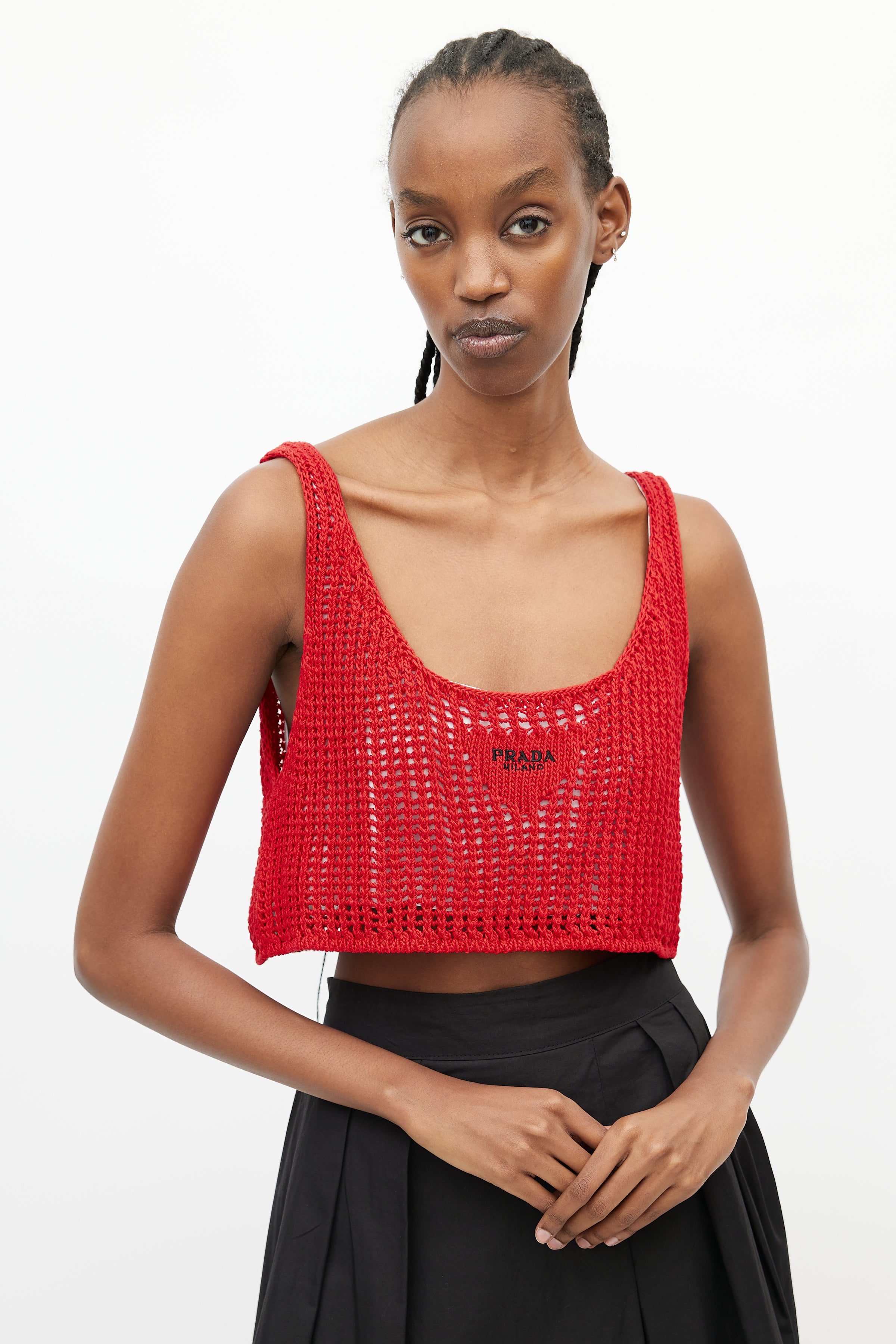 Prada // Red Cotton Crochet Top – VSP Consignment