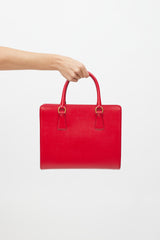 Prada Red & Gold Genti Leather Tote