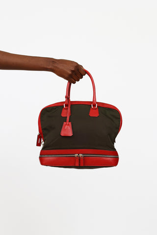 Authentic New Prada Red Plaid Tartan Saffiano Leather and Nylon Top Ha –  Paris Station Shop