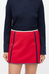 Prada Red & Multicolour Trim Skirt