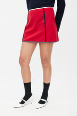 Prada Red & Multicolour Trim Skirt