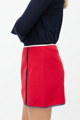 Prada Red & Multicolour Trim Skirt