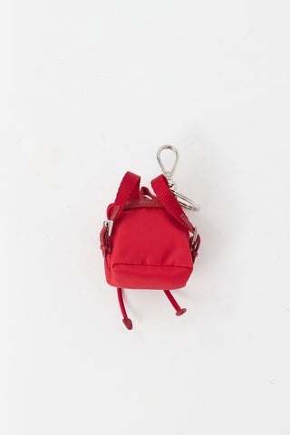 Prada Red Nylon Logo Backpack Charm