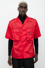 Prada Red Nylon Snap Button Shirt