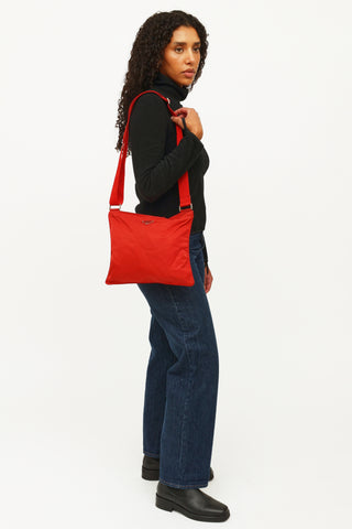 Prada Red Nylon Tessuto Messenger Bag