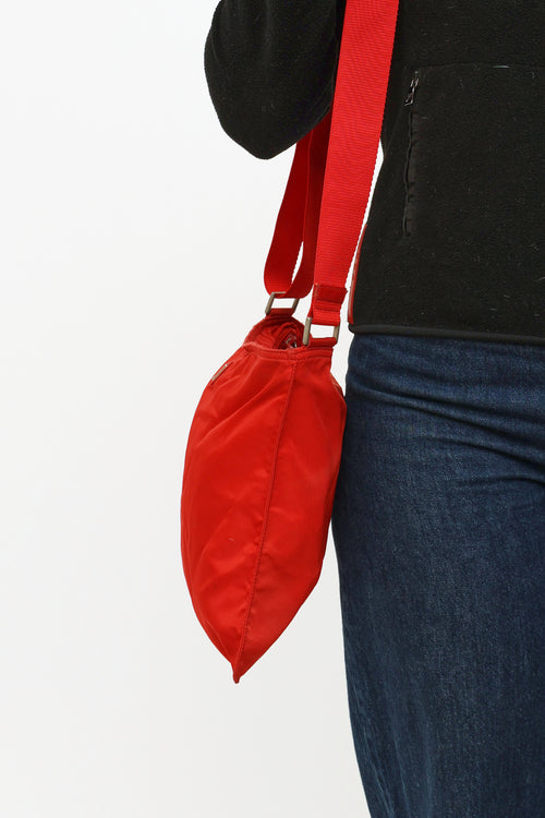 Prada Red Nylon Tessuto Messenger Bag