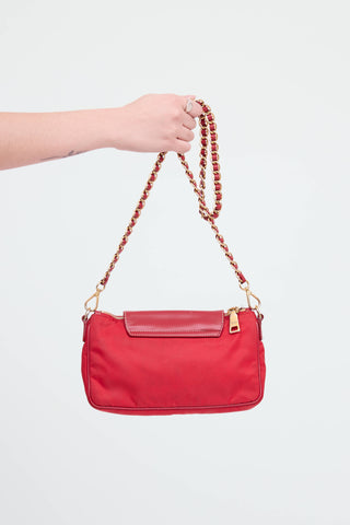 Saffiano Leather Tessuto Chain Bag
