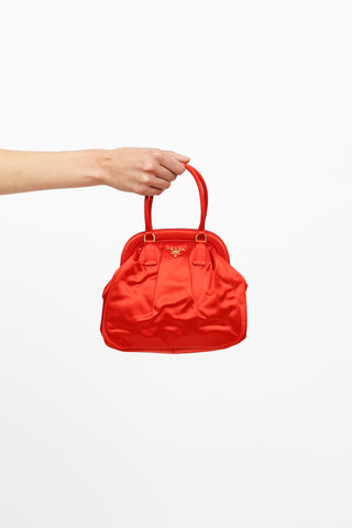Prada Red Satin Top Handle Bag