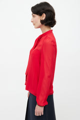 Prada Red Semi Sheer Blouse