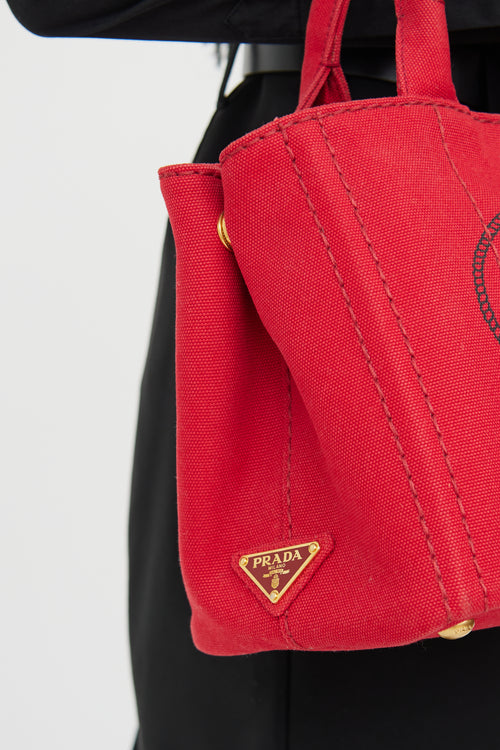 Prada Red Canapa Canvas Crossbody Bag