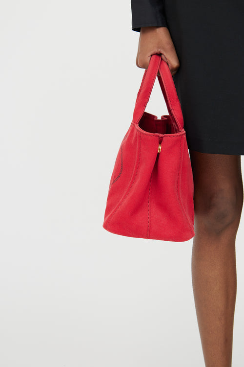 Prada Red Canapa Canvas Crossbody Bag