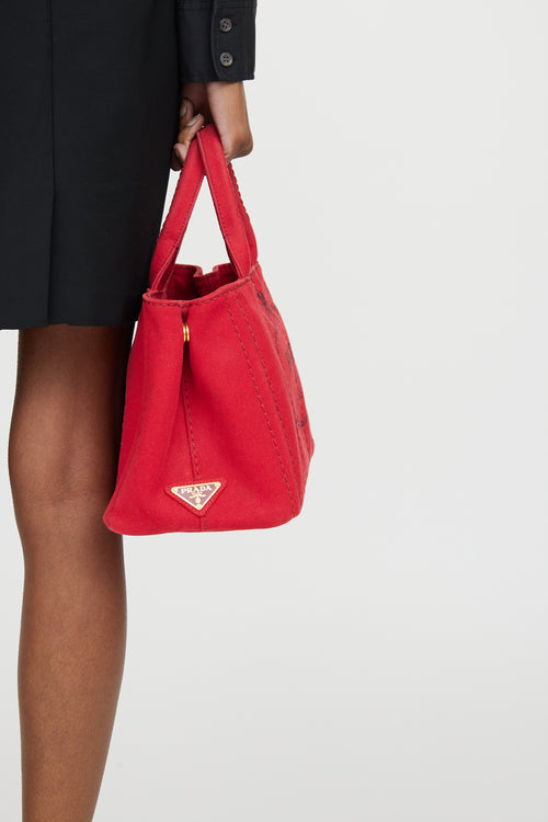 Prada Red Canapa Canvas Crossbody Bag