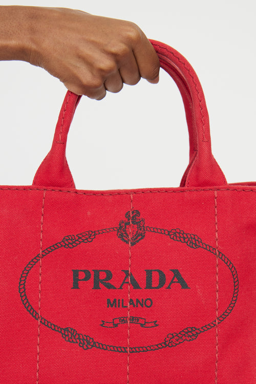 Prada Red Canapa Canvas Crossbody Bag