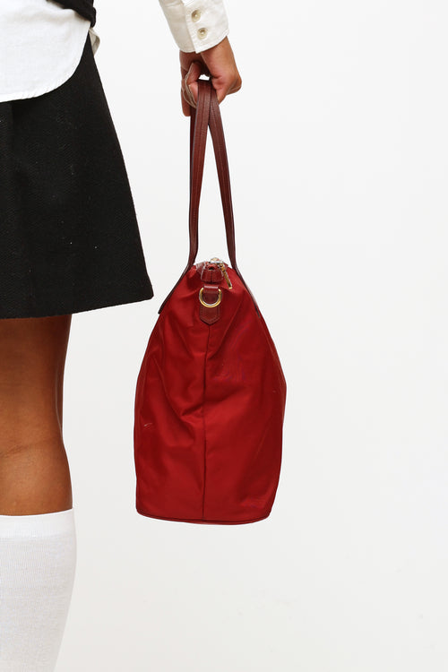 Prada Red Tussuto Nylon Tote Bag