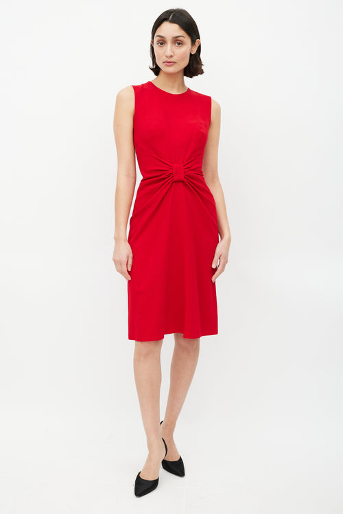 Prada Red Wool & Silk Front Bow Dress