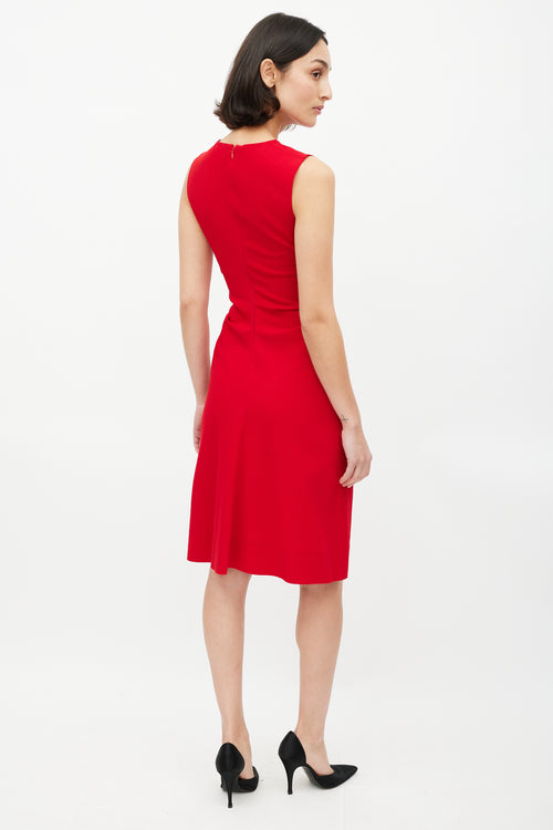 Prada Red Wool & Silk Front Bow Dress