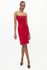 Prada Red Wool Strapless Dress